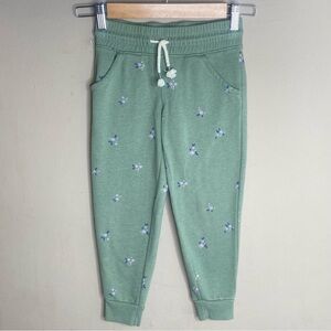 Cat & Jack Target Girl Green Sweatpants Floral Size XS (4/5)